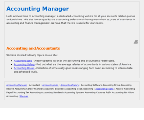 accounting-manager.com: Accounting, Accountant, Accounting Manager
An accounting portal providing all the information required by an accountant or accounting manager.