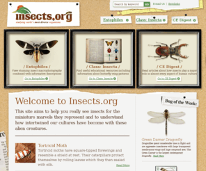 insects.org: Insects and Bugs on the Web: Insects.org
The fascinating stories of insects and the roles they play in our lives. Cultural entomology, insect macrophotography,  educational resources and links to other web sites.