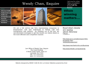 wchanlaw.com: Wendy Chan, Esquire
Custody attorney, child visitation, false PFA defense, child support, immigration law, immigration attorney, employment law, aggressive attorney