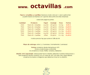 octavillas.com: octavillas: precios de octavillas impresas a todo color - octavillas
Precios de octavillas impresas a todo color. Precios de octavillas impresas en papel couche brillo de 135 gramos. Precio de octavillas, cuartillas y tarjetas de visita.