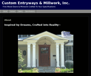 customentryways.com: Custom Entryways & Millwork, Inc. | Stoystown, PA | 814-893-2500
Handcrafted in the Laurel Highlands of Somerset County, Custom Entryways & Millwork, Inc. uses only the finest of woods and superior craftsmen in the construction of every Custom door. These Pennsylvania artisans build every door one at a time with unmatched dedication to detail and quality. 