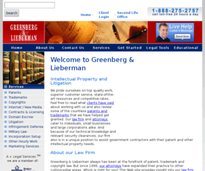 marylandlegal.info: Patent and Trademark Law Firm - Internet Law - Intellectual Property Law - Greenberg and Lieberman
Greenberg and Lieberman - An Intellectual Property Law Firm, specializing in Internet law, patent, trademark, copyright registration and licensing for writers, publishers and inventors. Based in Washington DC.