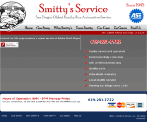 smittysservice.net: Smitty's Service | San Diego’s Oldest Family-Run Automotive Service | Auto Repair
Call Smitty's at 619-281-7722 Hours: 8AM-5PM M-F