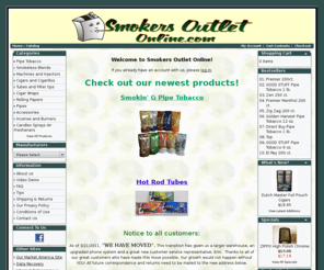 smokersoutletonline.com: Smokers Outlet Online - Make Your Own Cigarettes and Save! Pipe Tobacco, tubes, machines, and accessories.
 Smokers Outlet Online - Your source for make your own (roll your own or stuff your own) cigarette supplies:  pipe tobacco, tubes, papers, machines, and accessories.  Great prices on smokeless tobacco, chewing tobacco, and cigars.