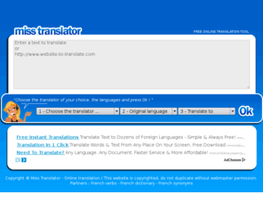 misstranslator.com: MISS TRANSLATOR - Free online translation tool
[FREE] Online translation french, english, spanish, italian, german, greek ...