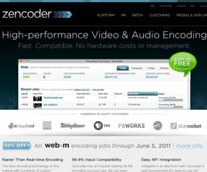 vpxtranscoder.com: Video Encoding/Transcoding Software as a Service | Zencoder
Audio and video encoding/transcoding software as a service. Convert videos online into web and mobile formats using our cloud encoding API.