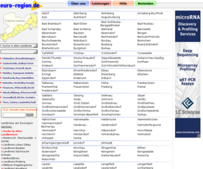 euro-region.com: Das Branchenverzeichnis für die Euro Region Sachsen
Das Internet Portal für Sachsen. Kostenloser Eintrag für Firmen, Dienstleister, Hotels, Ferienwohnungen und Vereine. Übersicht und Anzeige mit Adresse, Bild und Routenplaner. 