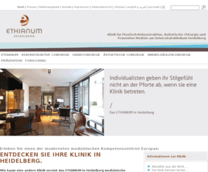 regenic-principle.org: Klinik in Heidelberg - ethianum-klinik-heidelberg.de
 Klinik in Heidelberg für Plastische Chirurgie, Plastisch-Rekonstruktive Chirurgie und Ästhetische Chirurgie, Handchirurgie und Präventive Medizin (Prävention). Medizinisches Kompetenzzentrum von Prof. Dr. Günter Germann. Für Behandlung auf höchstem Niveau.