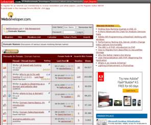 domainnotes.com: Domain Names - WebDeveloper.com
Discussion of various issues involving domain names.