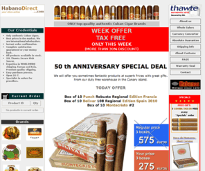 habanodirect.com: Cuban cigars. Wholesale of Cohiba cigars, Partagas, Montecristo... HabanoDirect.com
Cuban cigars at the best price in HabanoDirect.com. Check out our selection of Cohiba, Partagas or Montecristo. Wholesale since 1947, HabanoDirect.com offers only top-quality authentic Habana Cigar Brands.