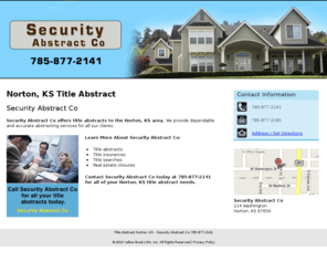 securityabstractco.com: Title Abstract Norton, KS - Security Abstract Co 785-877-2141
Security Abstract Co provides Title Abstracts, Real estate closures services to Norton, KS. Call 785-877-2141 for all your title abstracts today.