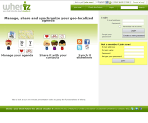 wheriz.es: Home - wheriz | Manage, share and synchronize your geo-localized agenda
