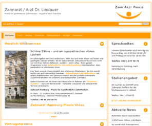 zahnarzt-mobil.com: Hamburg Zahnarzt / Arzt Dr. Lindauer  - Praxis für ganzheitliche Zahnmedizin - Behandlungen mit Vollnarkose - Angstfrei beim Zahnarzt
Zahnarzt Hamburg Dr. Lindauer - Praxis für ganzheitliche Zahnmedizin - Behandlungen mit Vollnarkose - Angstfrei zum Zahnarzt -Schöne Zähne