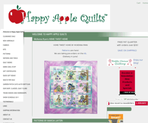 happyapplequilts.com: Quilt fabrics, quilt patterns, and quilt kits, purse patterns, sewing and quilting notions and more.
Quilt fabrics by Avlyn, Clothworks, Hoffman, Kaufman, Marcus, Moda, Northcott, RJR, Red Rooster, SSI, Timeless Treasures. Quilt kits, notions, and books. Quilt patterns and purse patterns. Quilting notions and tools.