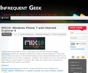 infrequentgeek.com: Infrequent Geek
Infrequent Geek – Nerdy. So you don't have to be.