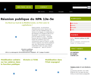 npa-paris13.org: NPA Paris 13e-5e
Le NPA a été fondé févier 2009. Plus que jamais, au moment où la triple crise économique, sociale et écologique s’approfondit et s’accélère, notre but (...)