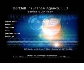 corkhillinsurance.com: background
Family owned since 1975, offering Home, Homeowners, Auto, General Liability, Property, Workers Compensation, & Life Insurance.  Service is our policy.