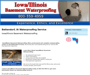 ia-ilbasementwaterproofing.com: Waterproofing Service Bettendorf, IA
Iowa/Illinois Basement Waterproofing provides waterproofing service, sump pump and drain tile installed to Bettendorf, IA. Call 800-359-4959.