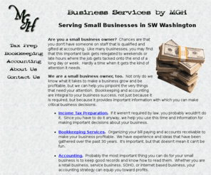 businessservicesbymgh.com: Business Services by MGH - Income Tax Preparation and Accounting for Small Business
Business Services by MGH, Income tax preparation and accounting for small business in Vancouver Washington