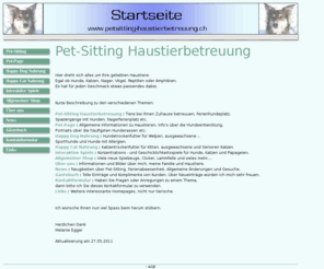 pet-page.ch: Pet-Page, Melanie Egger Haustierbetreuung, Petsitting
Pet Sitting, Pet Page, Haustierbetreuung, Katzenbetreuung, Hundebetreuung