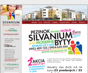 silvanium.sk: Silvanium - novostavba Pezinok Muškát - byty na predaj
Ponúkame Vám komfortné bývanie v atraktívnej lokalite mesta Pezinok v bytovom komplexe SILVANIUM. Ponúkame Vám 2, 3 a 4 - izbové byty v cene od 65.314,- €.
