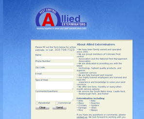 alliedexterminatorsco.com: Welcome to Allied Exterminators, providing pest control services in Littleton, Colorado.
Littleton, Colorado  is the home of Allied Exterminators, where we provide a complete range of pest control services, including the extermination of ants, spiders and mice.