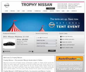 trophynissan.com: Nissan Cars For Sale | Dallas Nissan Dealer | Nissan Service & Parts Mesquite TX
See Huge Selection of New & Used Nissans at Trophy. Get great Nissan Service & Parts Mesquite Texas and Dallas Fort Worth