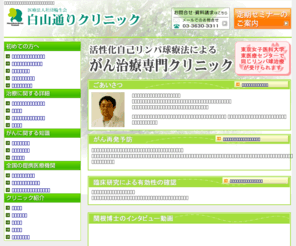 hakusan-s.jp: 免疫療法によるがん治療｜がん免疫療法専門施設の白山通りクリニック
免疫療法（活性化リンパ球療法）による癌（がん）の治療を行う、がん治療専門の白山通りクリニック。免疫療法は、抗がん剤との併用、再発・転移予防、QOLの改善など、副作用が少なく相乗効果も期待されています。