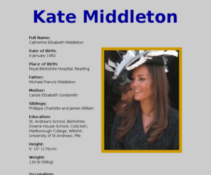 kate-middleton.info: Kate Middleton
♦ Catherine Elizabeth Middleton ♦ HRH Prince William ♦ Royal Wedding ♦
