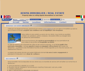 kenya-immobilier.fr: Kenya Immobilier - Kenya immobilier, Immobilier Kenya, KENYA IMMOBILIER,KENYA
Bienvenu chez Kenya Immobilier. Vous y trouverez grand choix de maisons à vendre et maisons à louer au Kenya ainsi que des appartement à vendre et appartement a louer au Kenya. Vous pouvez rechercher: de grandes maisons, de grand appa