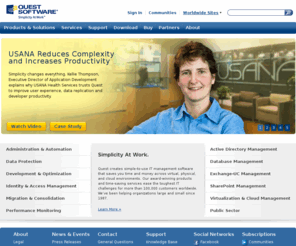 questcommunitymail.com: IT Management | Systems Management Solutions | Quest Software
Quest Software provides solutions for the management of databases, applications, Windows, virtualization, and more.  Quest Software simplifies and reduces the cost of IT management through innovative solutions.
