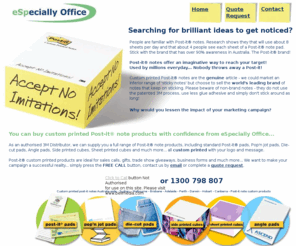 stickwithmyideas.com: eSpecially Office ::: 3M Custom Printed Post-it Notes
Order everything for your office online at eSpecially Office. Stationery, Office
Supplies, Toners, Furniture, Presentation Products, Beverages and much more! Great prices, fast delivery.