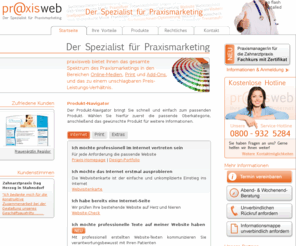 arzt-webseiten.com: Homepage für Praxis und Zahnarztpraxis: praxisweb
praxisweb ist Ihr Spezialist für wirtschaftliches Praxismarketing. Wir bringen Sie mit effizienten Lösungen und Ihrer eigenen Homepage ins Internet.