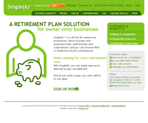 decimal401k.com: Single(k) - The 401(k) for owner-only businesses
We specialize in full-service online 401k solutions, making owner-only business 401k plans affordable.