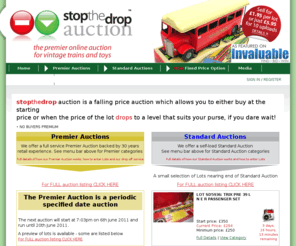 stopthedropauction.com: Stop the Drop Auction - for vintage trains and toys
Stop the Drop Auction - for vintage trains and toys including Hornby '0' Gauge, Bassett-Lowke, Ace Trains, Corgi, Trix trains, Marklin, Matchbox, Diecast and more..