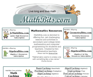 mathcaching.com: Math Bits High School Math Resources
Creative and engaging activities and resources for high school mathematics (hardcopy and interactive).