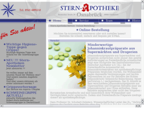 nie-mehr-schuppen.com: Stern Apotheke Osnabrück
Stern Apotheke Osnabrück. Die Apotheke mit den umfassenden Service Angeboten. Jetzt im Internet