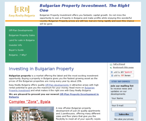 easyrealty-bulgaria.com: Bulgarian Property Investment. The Right One - Easy Realty Bulgaria
Bulgarian property investment is made simple for you by Easy Realty Bulgaria. We offer off-plan Bulgarian property developments that give you fantastic capital growth and guaranteed rental income. Luxury one and two bedroom apartments direct from the developer.