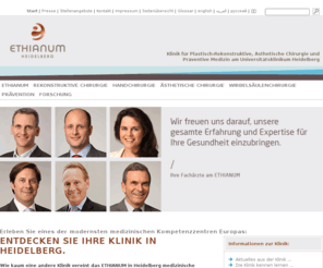 regenic-philosophy.com: Klinik in Heidelberg - ethianum-klinik-heidelberg.de
 Klinik in Heidelberg für Plastische Chirurgie, Plastisch-Rekonstruktive Chirurgie und Ästhetische Chirurgie, Handchirurgie und Präventive Medizin (Prävention). Medizinisches Kompetenzzentrum von Prof. Dr. Günter Germann. Für Behandlung auf höchstem Niveau.