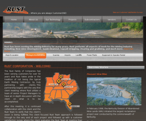 rustcorporation.com: Rust Corporation : Home
Rust Corporation is a heavy construction and earth moving company located in Cromwell Kentucky, servicing the entire southeast Unites States.