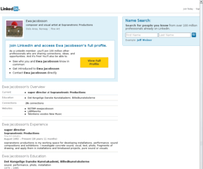 sopranotronicproductions.com: Ewa Jacobsson  | LinkedIn
View Ewa Jacobsson's professional profile on LinkedIn.  LinkedIn is the world's largest business network, helping professionals like Ewa Jacobsson discover inside connections to recommended job candidates, industry experts, and business partners.