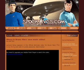 spocklives.com: spocklives.com - the ultimate site for spock fans
All about Mr. Spock and Star Trek: The Original Series and the latest film. Features a news blog, extensive articles, photo galleries, multimedia, fan creations, and web resources.