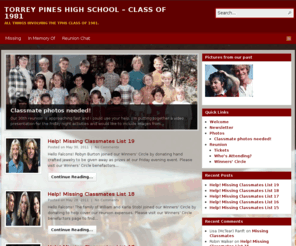 tphs1981.com: Torrey Pines High School - Class of 1981 | All things involving the TPHS Class of 1981.
All things involving the TPHS Class of 1981.