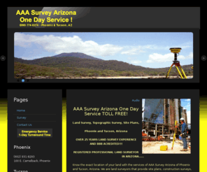 surveyarizonaland.info: AAA Survey Arizona, Tucson, Land Survey, Topographic Survey, Site Plans,
Commercial and residential land surveys are provided at your request. Before we enter the field, we do extensive research on the land to find out about its history and its dimensions.