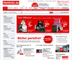 weltbild-verlag.biz: Weltbild.de - Bücher versandkostenfrei, DVDs, CDs, Spielzeug, PC Spiele und vieles mehr
Bücher portofrei bei Weltbild.de. Über 3 Mio. Artikel: Bücher, DVDs, CDs, Geschenke, Elektronik, Software & Spielwaren mit bis zu 50% Preisvorteil gegenüber früheren Ladenpreisen!