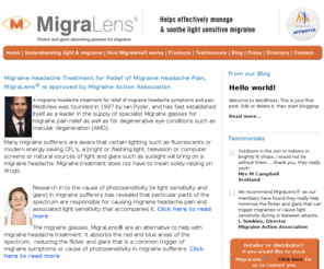 migralens.com: MigraLens for light sensitive migraine headache approved by migraine action
Mediview MigraLens is designed to help light sensitive migraine headache treatment by protecting from the red and blue light that causes flicker and glare associated with migraine sufferers and is approved by migraine action association