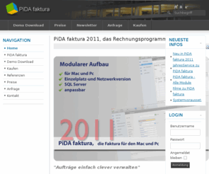 pida-faktura.com: Ihre Faktura für den Mac und Pc, faktura, mac, Auftragserfassung, Auftragsbearbeitung, Rechnungsprogramm
PiDA faktura, Aufräge einfach clever verwalten. Die Faktura, Auftragsverwaltung und Auftragsbearbeitung für Mac und Windows.