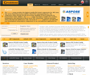 greatstone.co.uk: Aspose | activePDF | NitroPDF | PDFLib | O2Sol | DocuCom
Greatstone provides WORLD-LEADING DOCUMENT MANAGEMENT SOFTWARE and bespoke application development with full TECHNICAL SUPPORT at the BEST PRICES WORLDWIDE.
