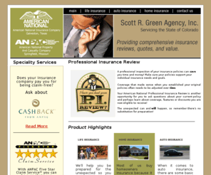 reviewinsurancecoverage.com: Scott Green Agency Professional Insurance Review Coverages Discounts Insurance Denver Colorado Life Auto Home Insurance Denver Colorado areas
The Scott R. Green Agency Inc in Denver Colorado - Life Insurance, Auto Insurance, Home Insurance and Other Insurance Reviews of Coverages in the Denver Colorado area