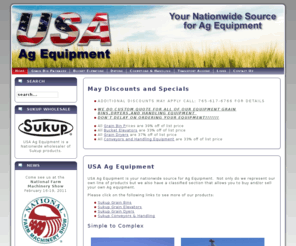 usaagequipment.com: USA Ag Equipment: Sukup Wholesale
USA Ag Equipment is a Nationwide wholesaler of Sukup products including Grain Bins, Grain Elevators, Grain Dyers, and Grain Conveyors.